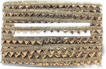 Utkarsh WG0020-02 (9 Mtr,1.2cm Width) Copper Golden Samosa Mini Triangle Gota Laces and Borders for Bridal Dresses Suits Sarees Falls Lehengas Embroidery Trim Designing Embellishment Crafts Lace Reel