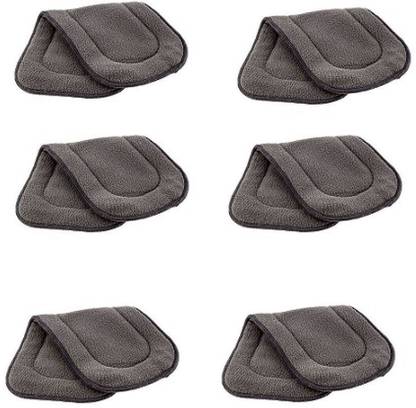 FABLITTLE Pack of 6 Wetfree Reusable Washable Cotton Diaper Nappy Inserts for Baby Cloth Diapers, 5 Layer Bamboo Charcoal Inserts Liners Natures Cloth Diaper Liner - M (06 Pieces