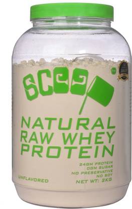 Scoop natural raw whey pure protein powder- zero added sugar unflavored 2kg Whey Protein