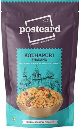 postcard Kolhapuri Bhadang, Spicy Puffed Rice and Peanuts Bhel with Cashew Nuts 65GM Each (Pack of 2)