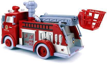 DD RETAIL Fire Rescue Pumper Bubble Blowing Bump Toy Truck Extending Crane