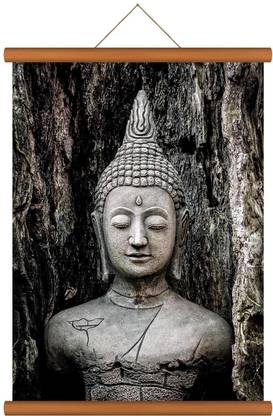 Decopix Realistic Lord Buddha Statue - Meditation - Zen - Yoga - Creative Wall Art Scroll Hanging MEDIUM - 45X60 CM- DP7013-L