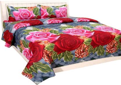 SAM GALAXY 140 TC Cotton Double 3D Printed Flat Bedsheet