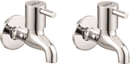 vika Bib Cock Soft Turbo Bib Cock Chrome Silver platet Tap Faucet Bib Cock Angle Cock Pillar Tap Bib Tap Faucet (Pack of 2) Project Bib Tap Faucet