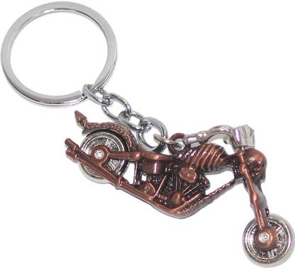 kd collections Ghost Rider Skull Bike Keychain for Car Bike (Brown) Key Chain