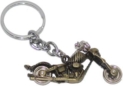 kd collections KD504-Ghost Rider Skull Bike Keychain for Car Bike (Golden) Key Chain
