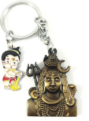 Isk Lord shiv both sides same with mini Hanuman keychain Key Chain