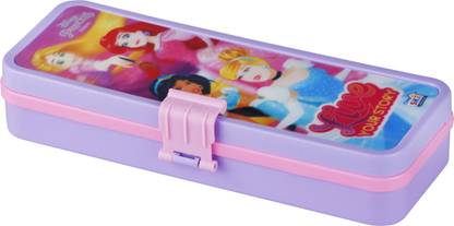 SKI Celerio Pencil Box with 3D image of Disney Princess and two layer compartment having Simple Single Clip lock Disney Princess Art Plastic Pencil Box