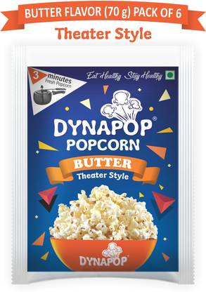 Dynapop Instant Popcorn Butter Flavour THEATER STYLE 70g (Pack of 6) Butter Popcorn
