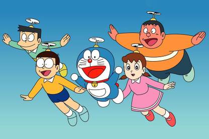 Doraemon Cartoon Painting Poster Waterproof Canvas Print for Kids Room,Home Decor || bt1399-2 Fine Art Print