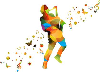 DivineDesigns 46 cm Guitar Boy & Butterflies Sticker ( Size :- 66 X 46 cm ) Self Adhesive Sticker