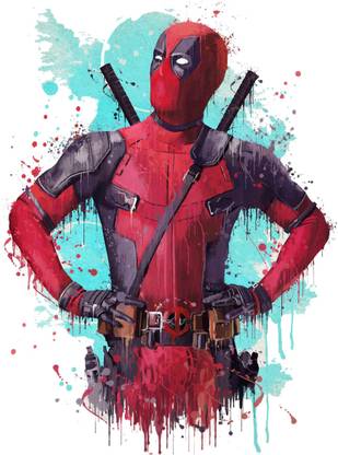 DivineDesigns 53 cm Deadpool Artwork Sticker ( Size :- 53 X 71 cm ) Self Adhesive Sticker