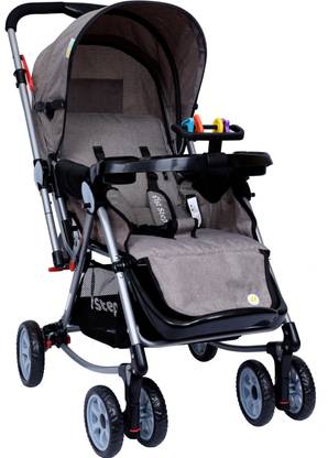 1st Step Rockstar Baby Rocking Stroller With 5 Point Safety Harness And Reversible Handlebar-Grey Stroller