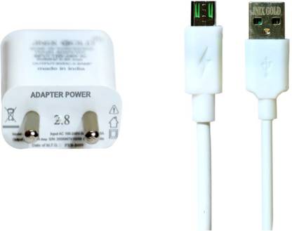 JNIX GOLD 2.8 A Wall Charger for Mobile with Detachable Cable