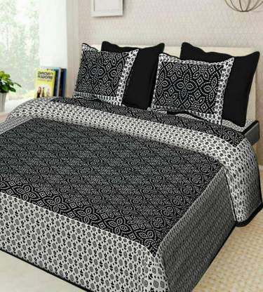 Matka 144 TC Cotton Double Jaipuri Prints Flat Bedsheet