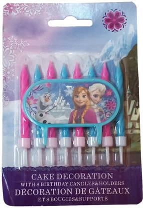 AutoVHPR Pack of 8 Frozen Birthday Candles with Holder and Cake Topper Candle
