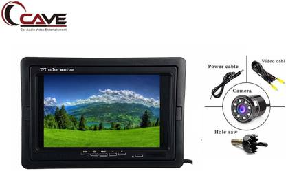 Cave Car, Bus & Truck 7-Inches TFT/LED Hi-Res Display Monitor Headrest Shroud And Stand 24-Watt With Car Rear View Reverse Parking Camera with HD Night Vision, Universal Fit Mutifunctional 8 LED 170° Degree Wide Angel Waterproof Night Vision HD Car Rear View Reverse Parking Camera Suitable for All Cars Vehicle Camera System... Black LED