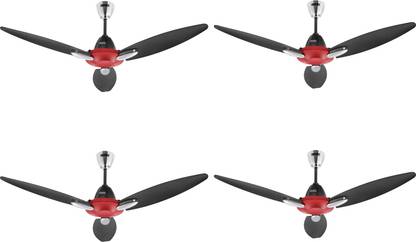 USHA CF1250MM BLOOM DAFFODIL SPARKLRED&BLKGBD 1250 mm 3 Blade Ceiling Fan