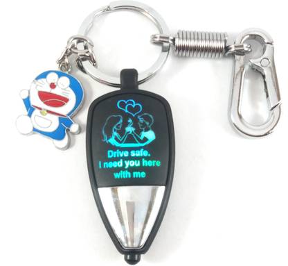 Isk Mini Doremon with drive safe light reflection keychain Key Chain