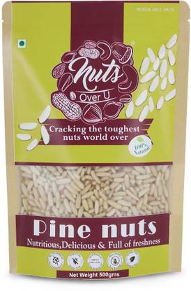 NUTS OVER U PINE NUTS CHILLGOZA WITHOUT SKIN 500G PACK Pine Nuts