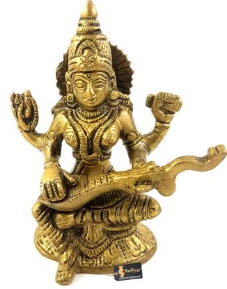 HanDecor Saraswati on Lotus Aashirwaad Mudra Decorative Showpiece  -  15 cm