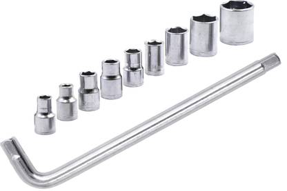 Hillgrove 10-Pcs Hex Socket Wrench Spanner Tool Goti Set for Automobiles/Bike/Car Repair Tool Kit Socket Set