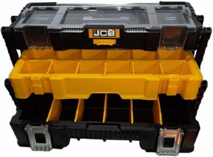 JCB Tool Box 3 Tray Cantilever Organizer Tool Box with Tray