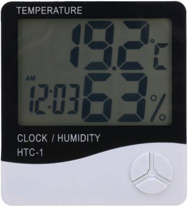 Thermocare Room Thermometer Digital With Humidity and accurate temperature indicator wall mount Led Clock time Room -1 Thermometer