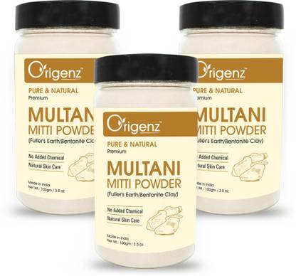 Origenz Premium Multani Mitti Powder (Fuller's Earth/Bentonite Clay) Pack of 3