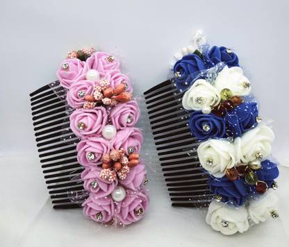 Hair Art Hair Comb Pin / Multicolor Foam Sheet Artificial Foam Flower Fancy Juda Comb Clip / Bun Comb Hair Flower Comb For Wedding Hair Clip