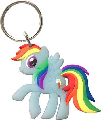 Relicon Two Sided My Little Pony Rainbow Dash Cartoon Character (Design-1) Rubber Keychain for Car Bike Keyring Key Chain