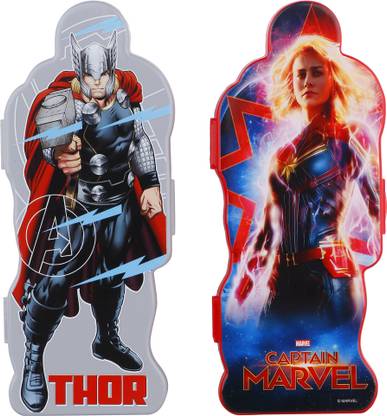 SKI SUPER HERO PENCIL BOX SET CAPTAIN MARVEL, THOR Art Plastic Pencil Boxes