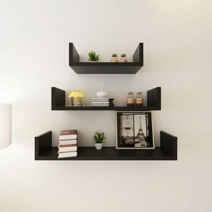 Artesia Wall Mount U Rack Wall Shelves Set of 3 Wooden Wall Shelf