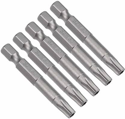 uxcell 5 Pcs 1/4\ Hex Shank T30 Magnetic Security Torx Screwdriver Bits 50mm Standard Screwdriver Set