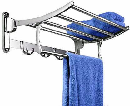 CSI INTERNATIONAL Stainless Steel Folding Towel Rack 18 inch | Silver Towel Holder (Stainless Steel) silver Towel Holder