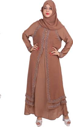 Dubai Collection Polyester Solid Burqa With Hijab