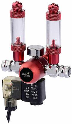 Aquanature Single Gauge Co2 Regulator with Solenoid Valve + Dual Bubble Counter for Aquarium (Red) Aquarium Tool
