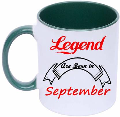 Shieldsmore Ceramic 325 ML Legend are Born in September Printed Coffee for Gift (Dark Green) Ceramic Coffee Mug