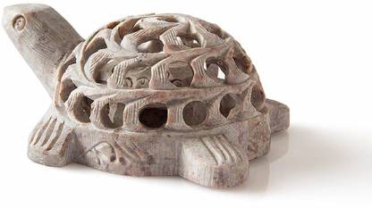 Whitewhale Hand Carved Stone Lucky Turtle in Turtle Figurine Beautifully Sculptured Lattice Jaali Work from a Single Block of Stone - Turtle - 3 Inch Decorative Showpiece  -  9 cm