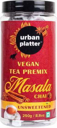 urban platter Unsweetened Vegan Tea Premix, Masala Chai, 250g / 8.8oz [Just Add Water, No Sugar, Masala Tea, Dairy-Free Instant Tea] Unflavoured Masala Tea Mason Jar