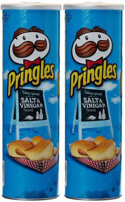 Pringles Salt & Vinegar Potato Crisps, 158g (Pack of 2) Chips