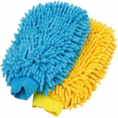 DAHUF Microfiber Washing Glove Duster Car Tile (Pack of 2) Wet and Dry Glove Set