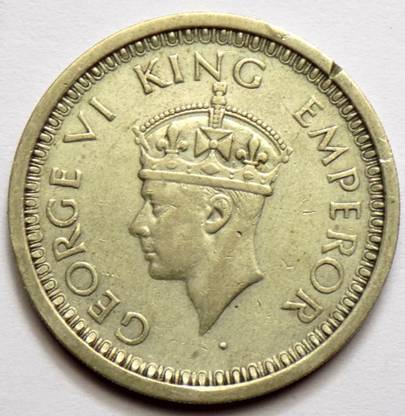 Hariom 1944 - 1 Rs. GEORGE VI - SILVER COIN - INDIA # WT. 11.66 GRAMS, DM. - 30.5 MM Ancient Coin Collection