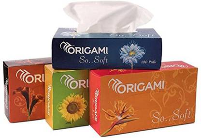 Origami So Soft 2 Ply 100 Pulls Face Tissue Box|Pack of 4 Boxes|Total 400 Pulls