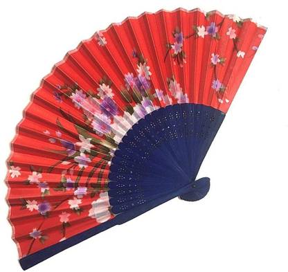 Sage Square Foldable Printed Red Hand Fan