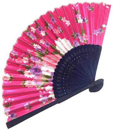 Sage Square Foldable Printed Pink Hand Fan