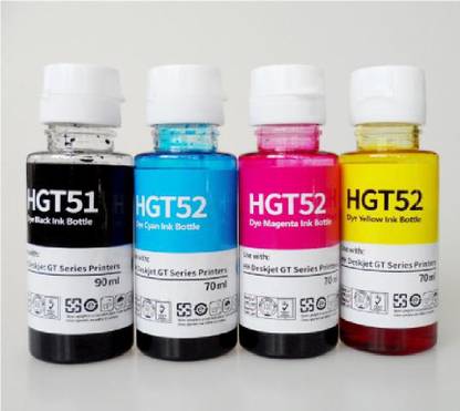GLOBE TECHNOLOGY Refill Ink for HP GT 5810, GT 5820, GT 5821, HP GT 310, HP GT 315, HP GT 319, HP GT 410, HP GT 415, HP GT 419, Z4B04A Ink Tank Printer ( 70gm x 4 ) GT51XL AND GT52 Refill Ink Black + Tri Color Combo Pack Ink Bottle Black + Tri Color Combo Pack Ink Bottle