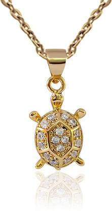 aman impex Aman Impex Tortoise Design Cubic Zirconia Gold Plated Pendant Cubic Zirconia Brass Pendant