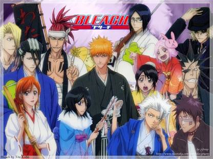 Anime Bleach Yachiru Kusajishi Kenpachi Zaraki Ichigo Kurosaki Momo Hinamori Orihime Inoue Renji Abarai Kisuke Urahara Tōshirō Hitsugaya Hisagi Shūhei Rukia Kuchiki Izuru Kira HD Wall Decorative Poster | 350 GSM High Quality Printed Poster Paper Print