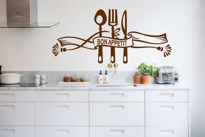SUDARSHAN STICKER 41 cm "Bon appetit spoon "decorative kitchen wall sticker size:-41cmx91cm Self Adhesive Sticker